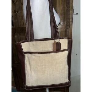 Coach Bleeker Tan Brown Vintage 80s Tote J9D-6122 Leather Canvas Snap